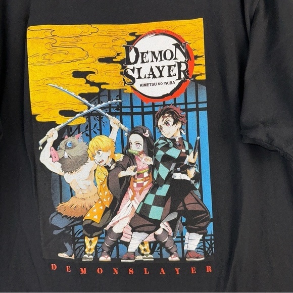 Demon Slayer Shirt Men's XL Black Fight Muzan Graphic Kimetsu no Yaiba T-Shirt - Picture 3 of 8